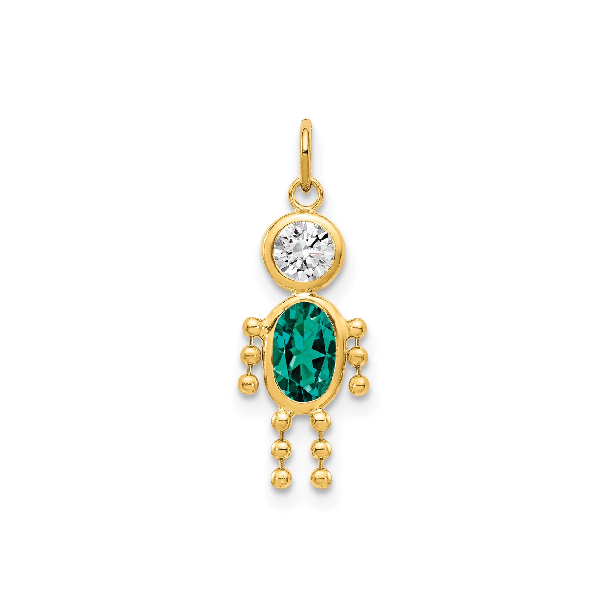 14k Yellow Gold Male Shape Birthstone Pendant Charm, 19x9mm