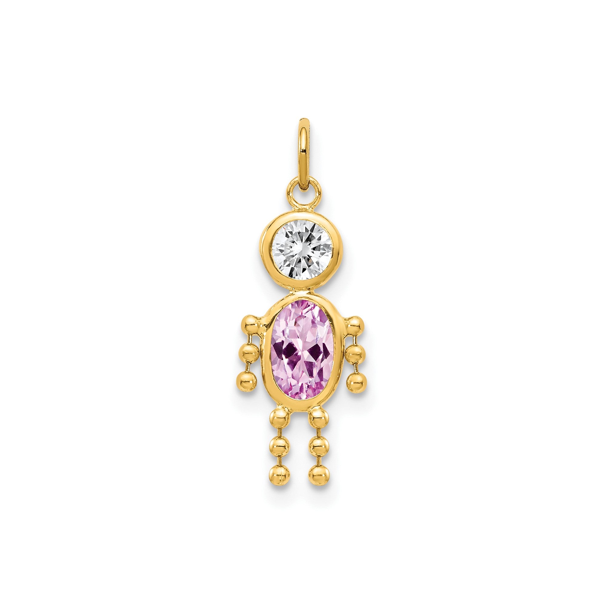 14k Yellow Gold Male Shape Birthstone Pendant Charm, 19x9mm