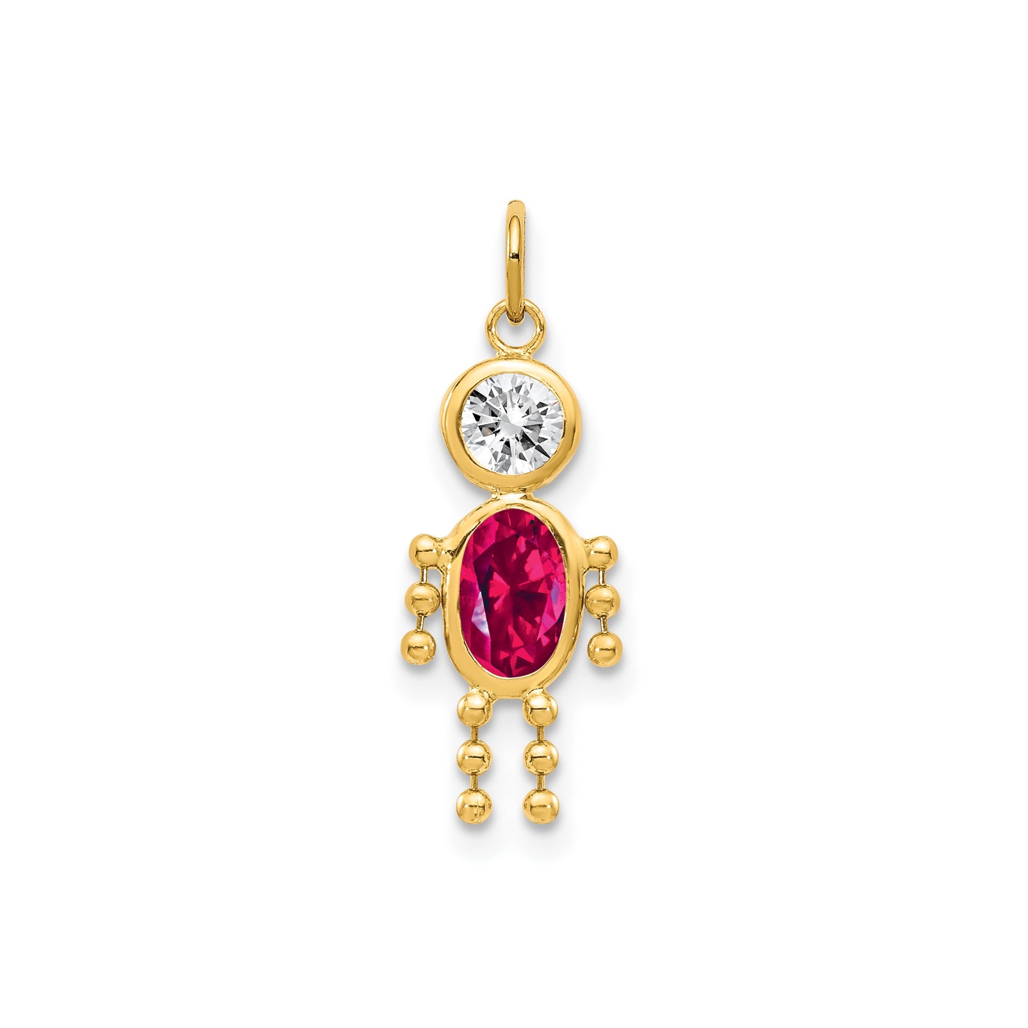 14k Yellow Gold Male Shape Birthstone Pendant Charm, 19x9mm