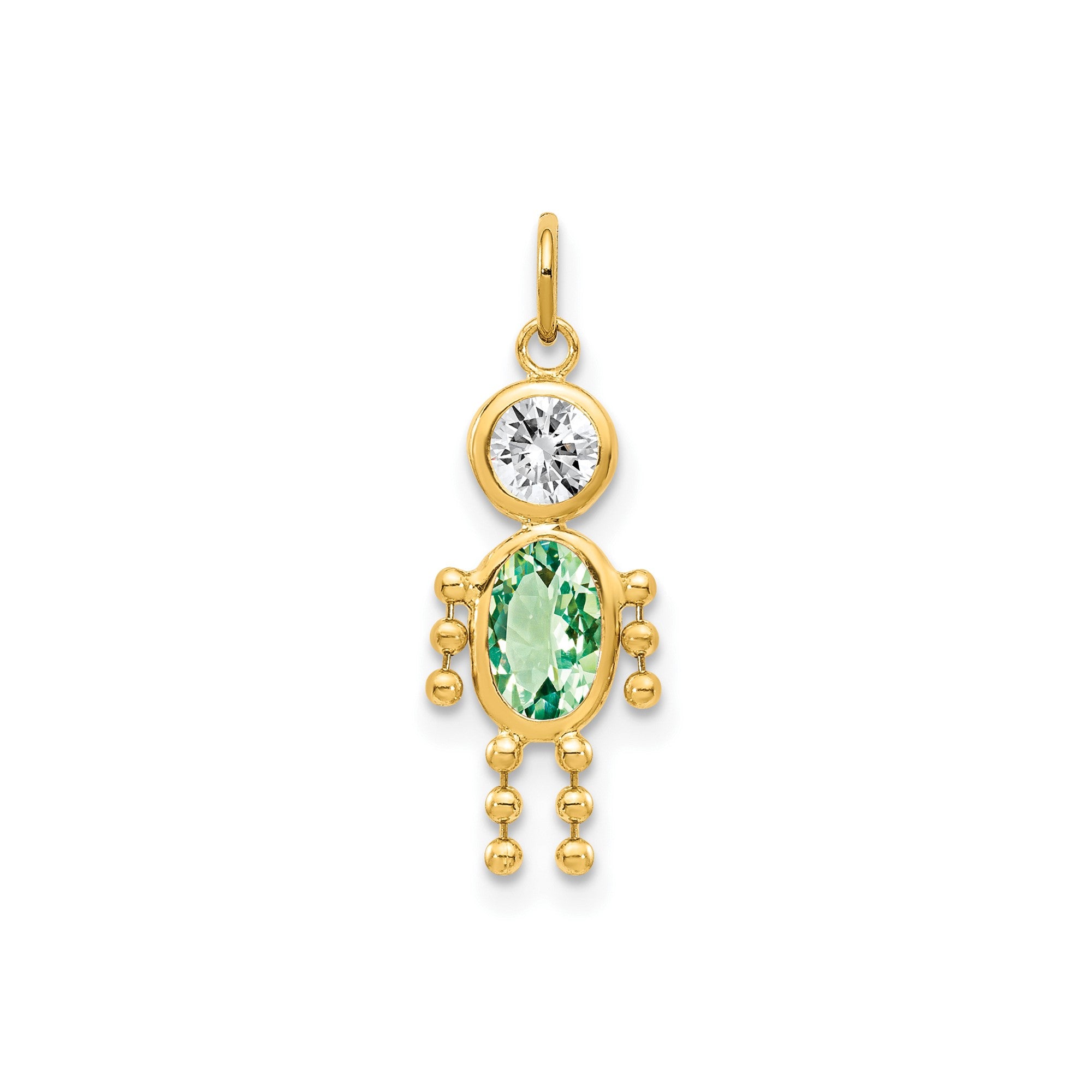 14k Yellow Gold Male Shape Birthstone Pendant Charm, 19x9mm