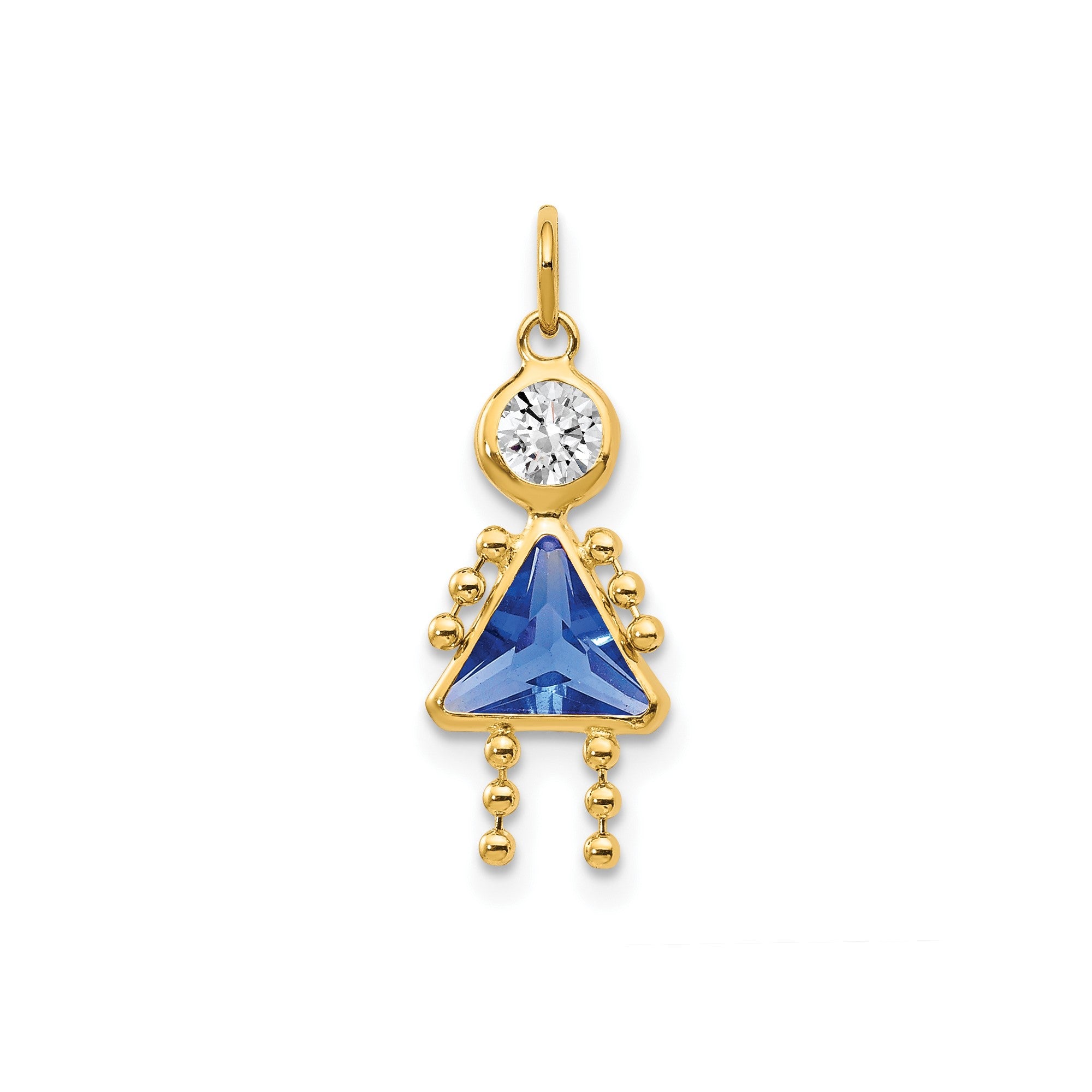 14k Yellow Real Gold Female Birthstone Pendant Charm , 20x10mm