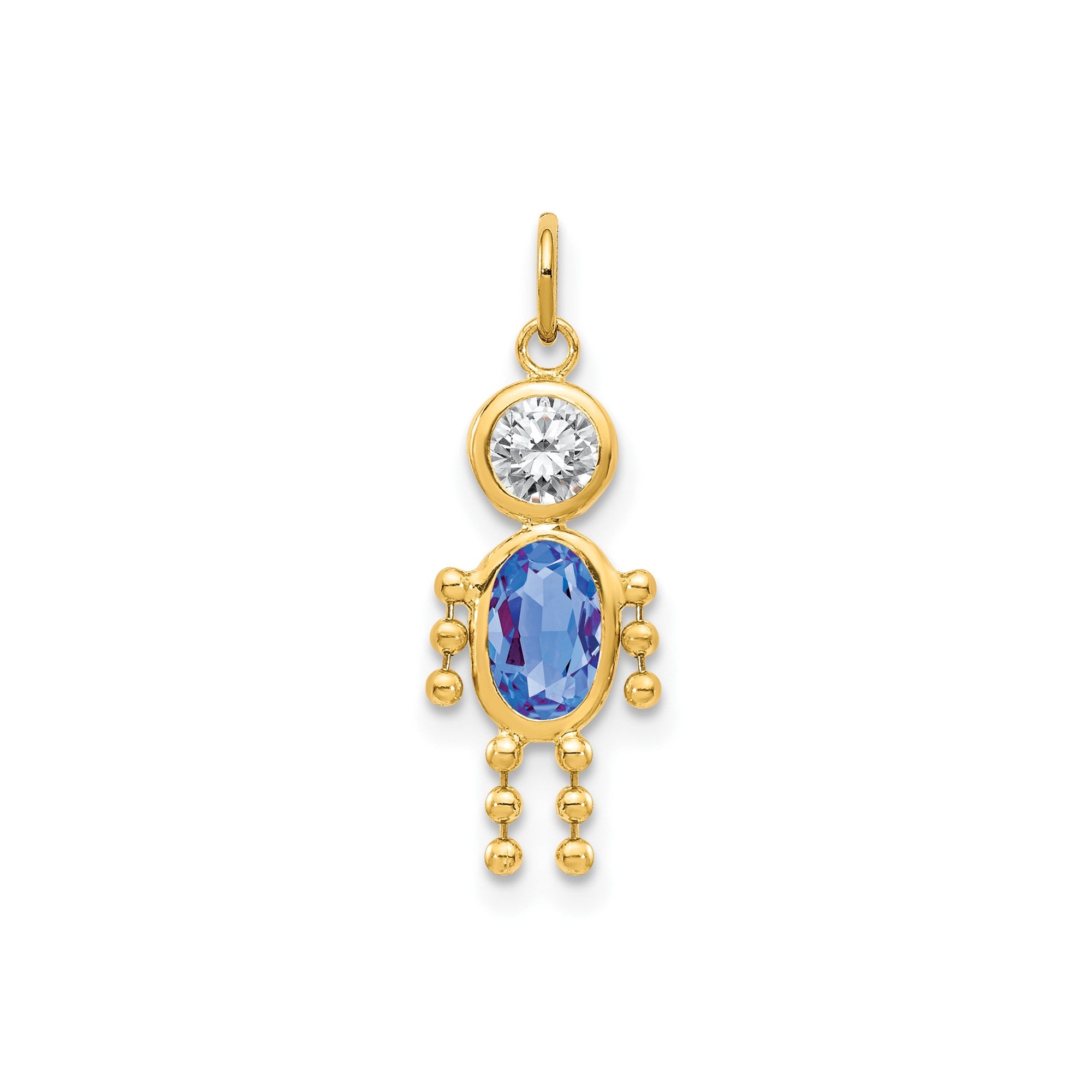 14k Yellow Gold Male Shape Birthstone Pendant Charm, 19x9mm