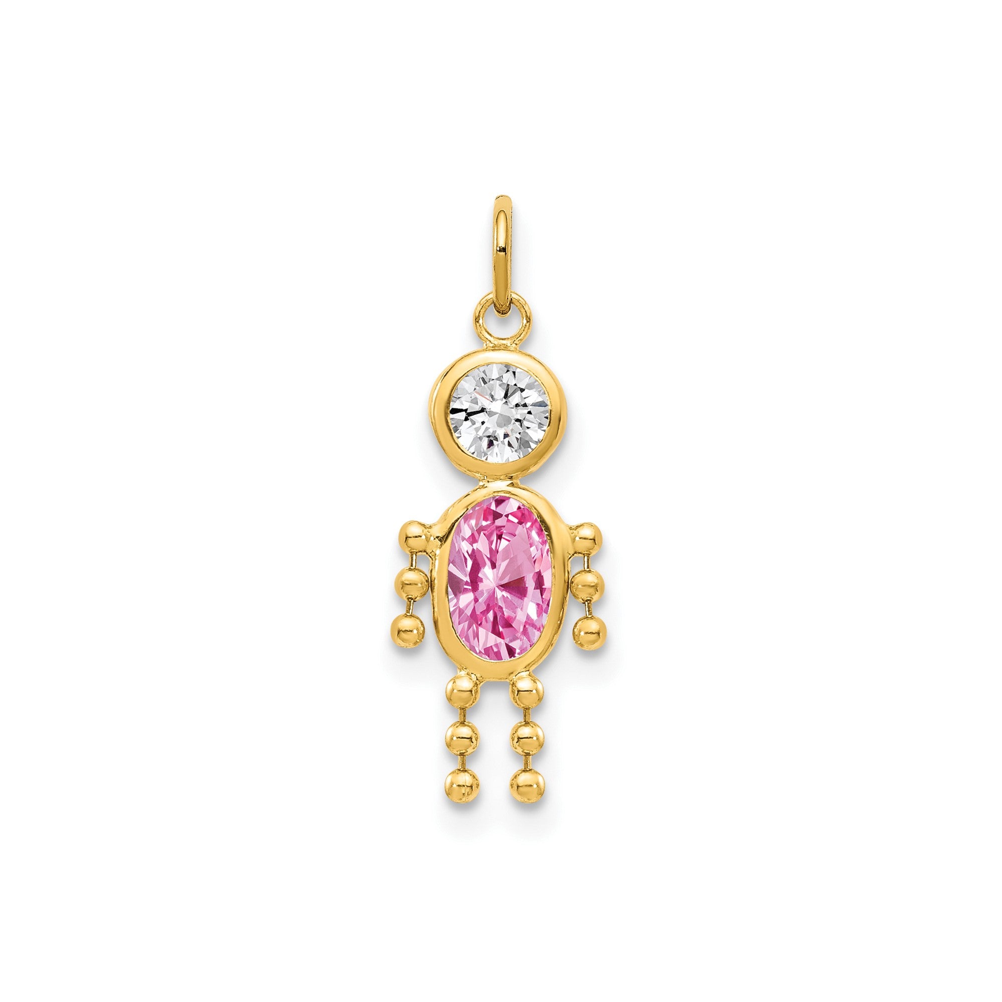 14k Yellow Gold Male Shape Birthstone Pendant Charm, 19x9mm