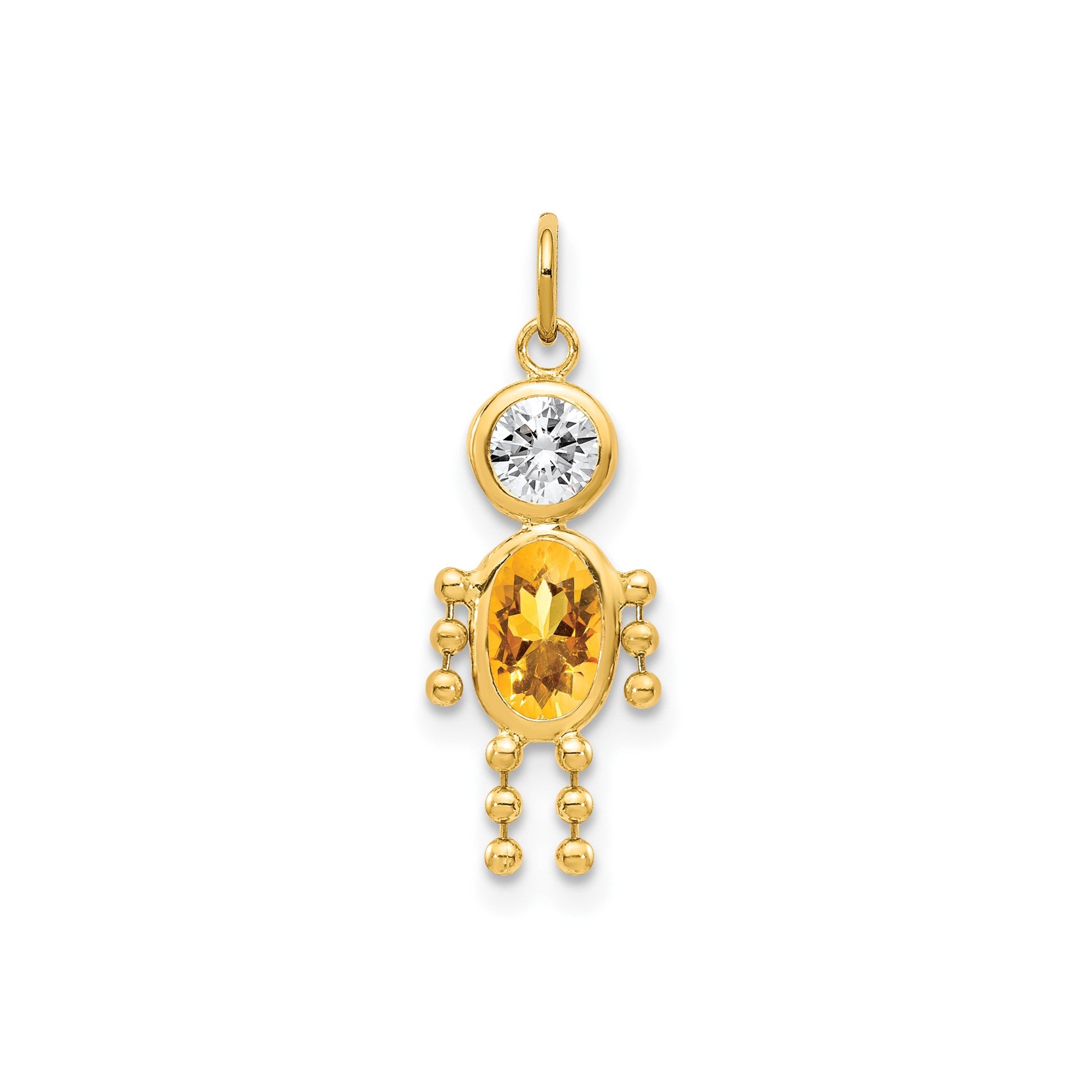 14k Yellow Gold Male Shape Birthstone Pendant Charm, 19x9mm