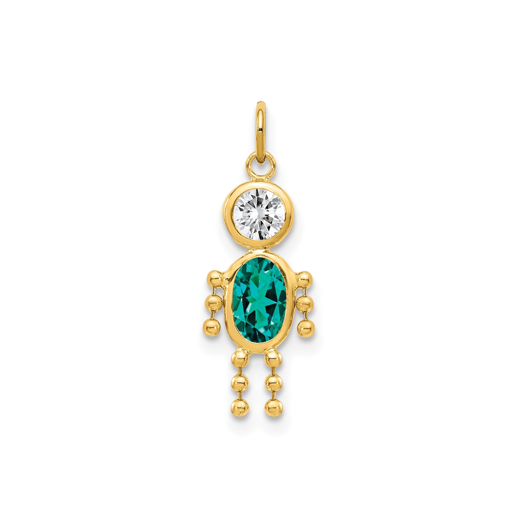 14k Yellow Gold Male Shape Birthstone Pendant Charm, 19x9mm