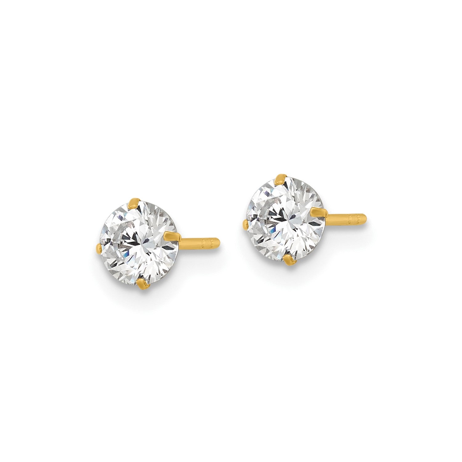 14k Polished 5mm CZ Stud Post Earrings fine designer jewelry for men and women