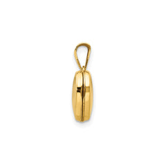 14k Solid Yellow Gold Heart Design Locket Pendant, 16x10mm