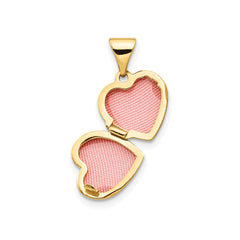 14k Solid Yellow Gold Heart Design Locket Pendant, 16x10mm