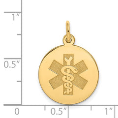 14k Yellow Gold Round Disc Medical Alert Pendant, 22mm fine designer jewelry for men and women