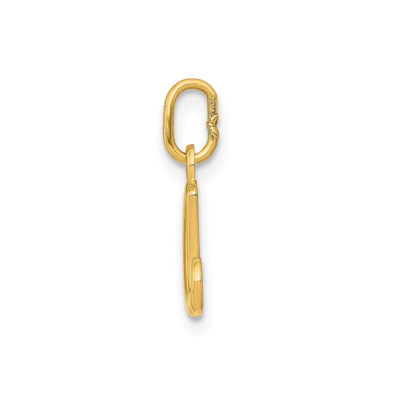 14k Yellow Gold Script Initial Charm Pendant, 14 x10mm