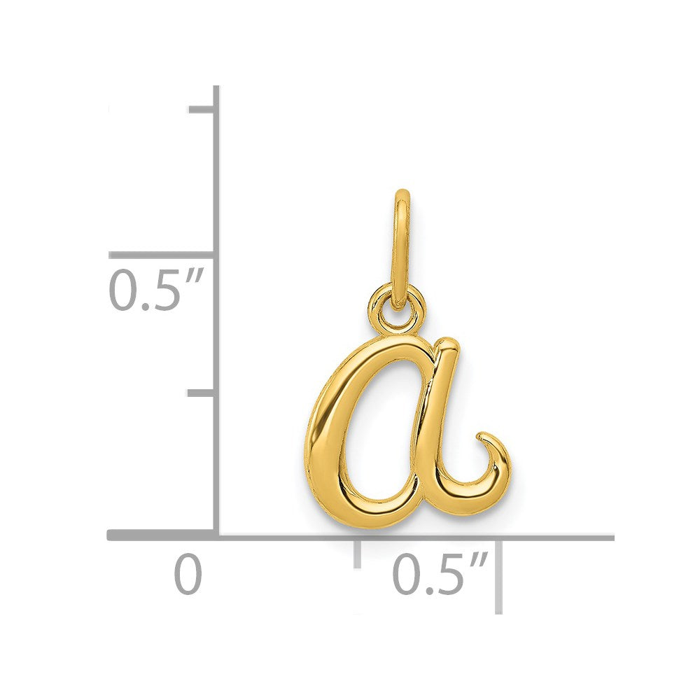 14k Yellow Gold Script Initial Charm Pendant, 14 x10mm