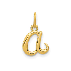 14k Yellow Gold Script Initial Charm Pendant, 14 x10mm