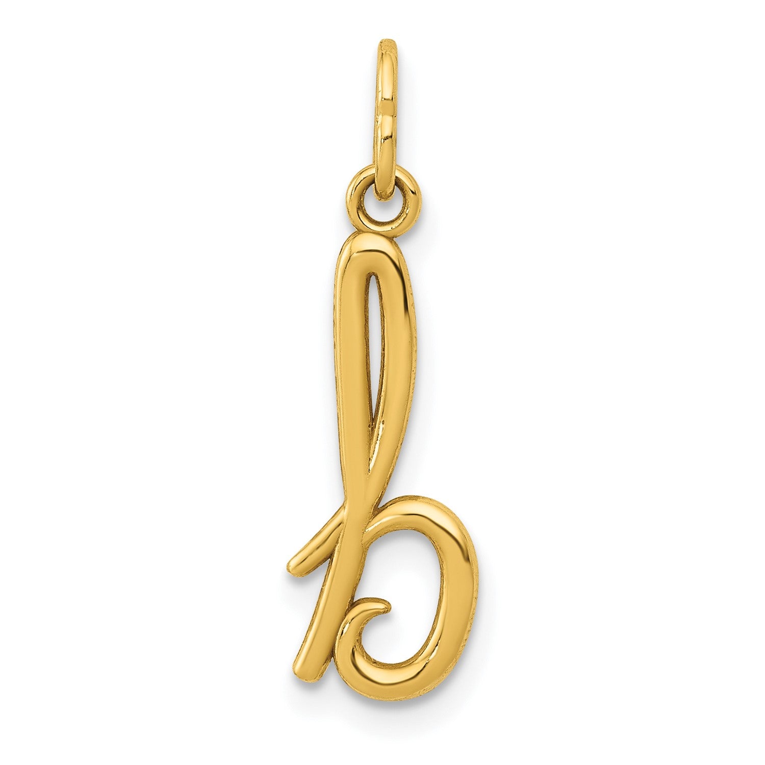 14k Yellow Gold Script Initial Charm Pendant, 14 x10mm
