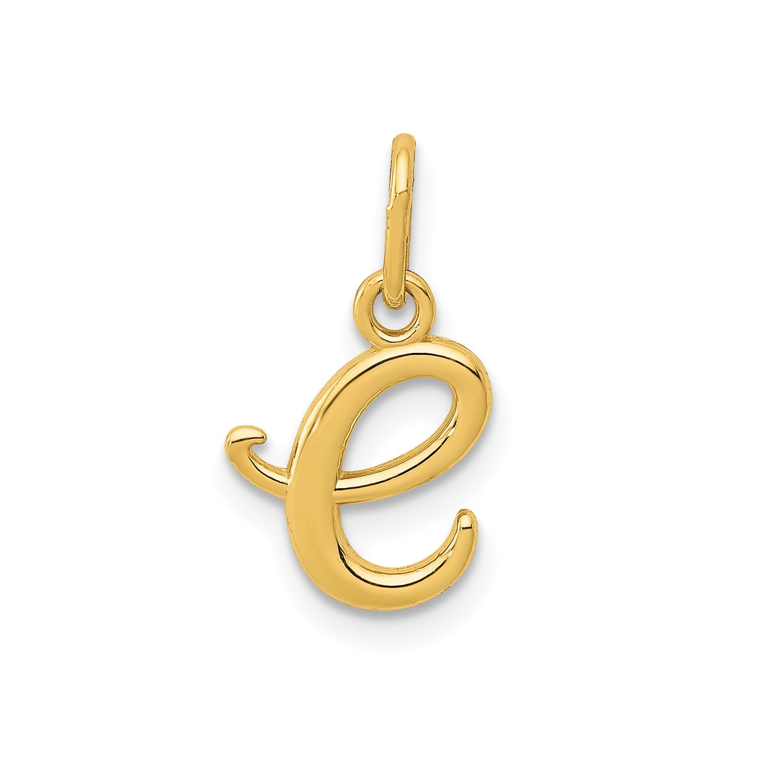 14k Yellow Gold Script Initial Charm Pendant, 14 x10mm