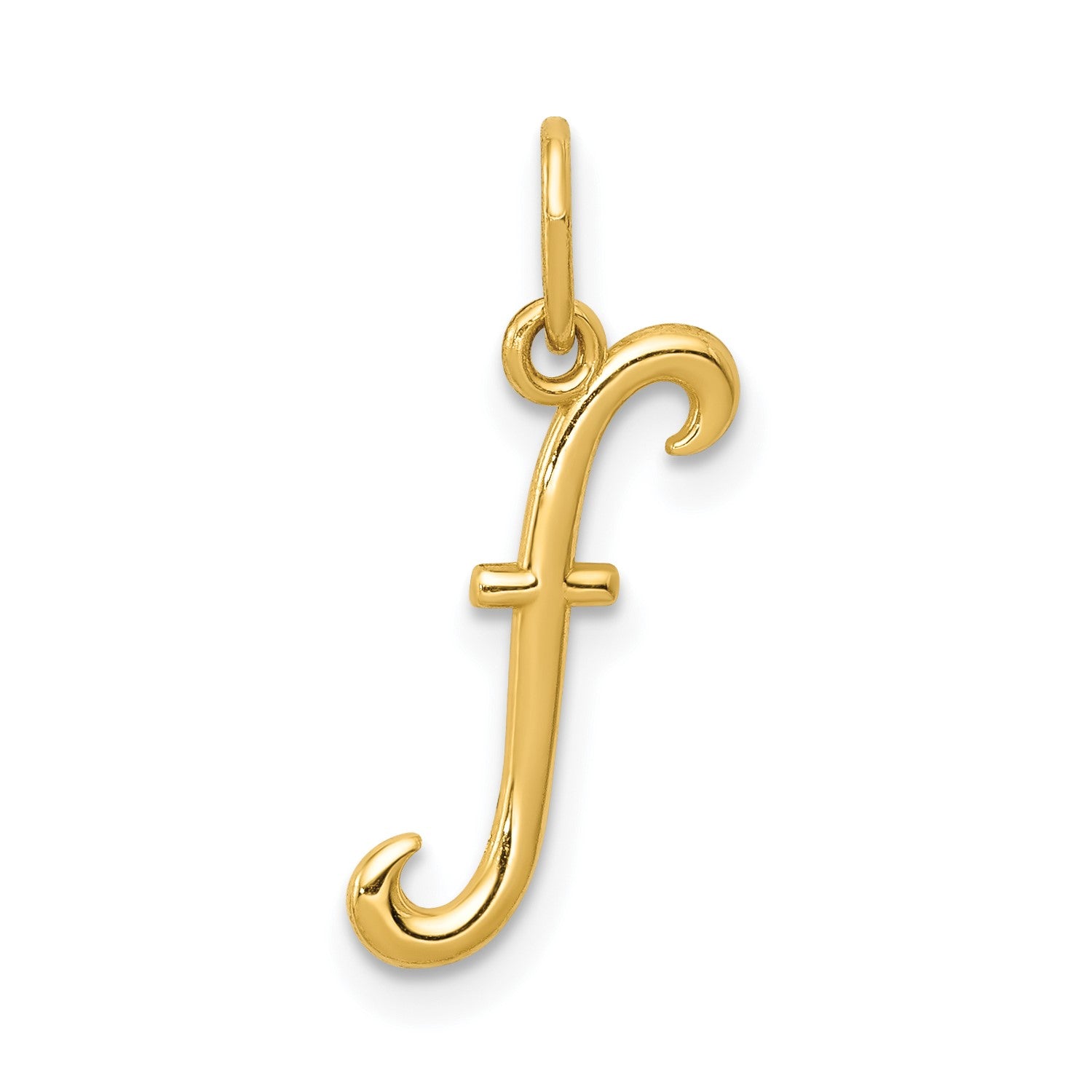 14k Yellow Gold Script Initial Charm Pendant, 14 x10mm