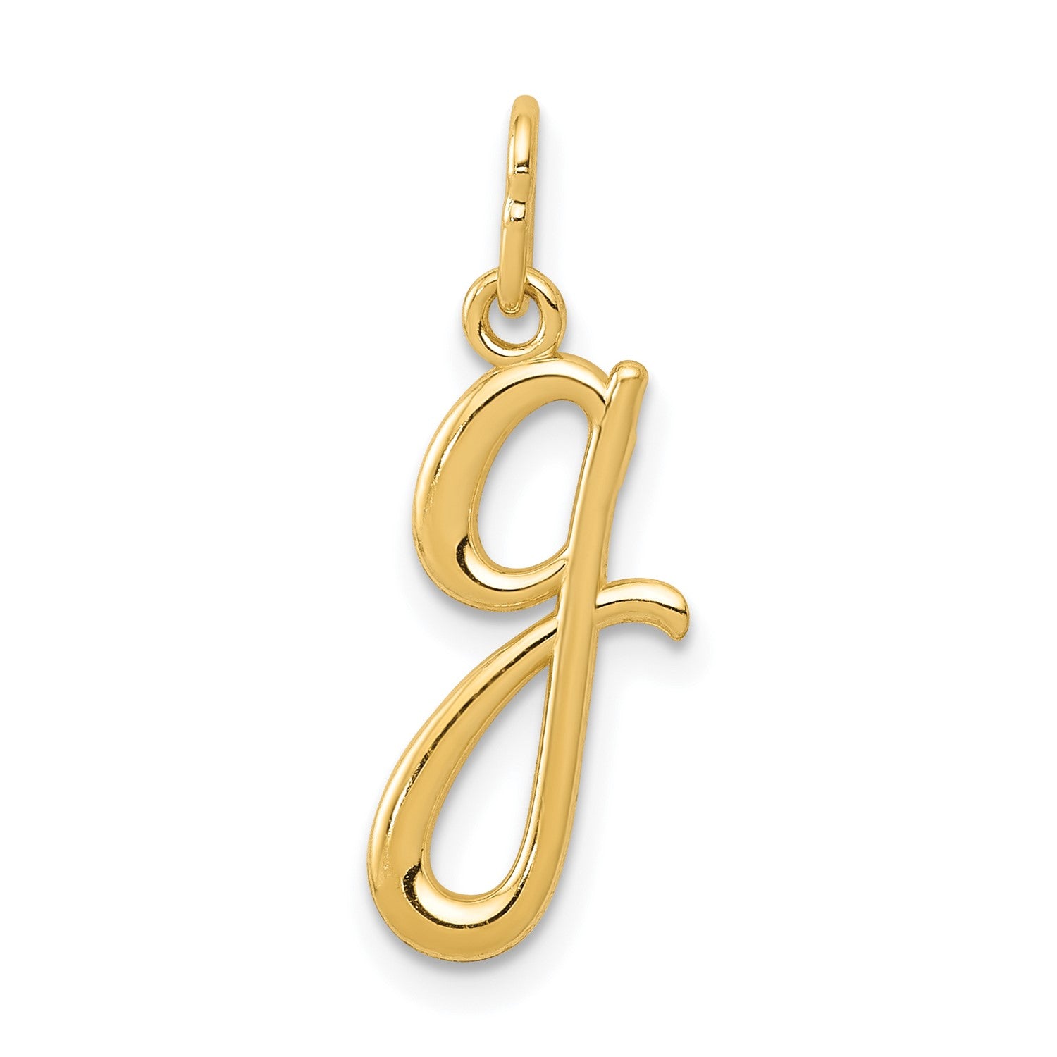 14k Yellow Gold Script Initial Charm Pendant, 14 x10mm