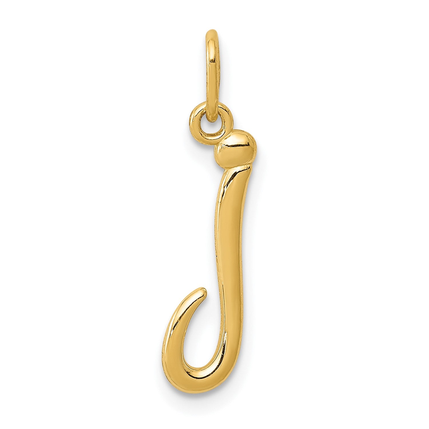 14k Yellow Gold Script Initial Charm Pendant, 14 x10mm