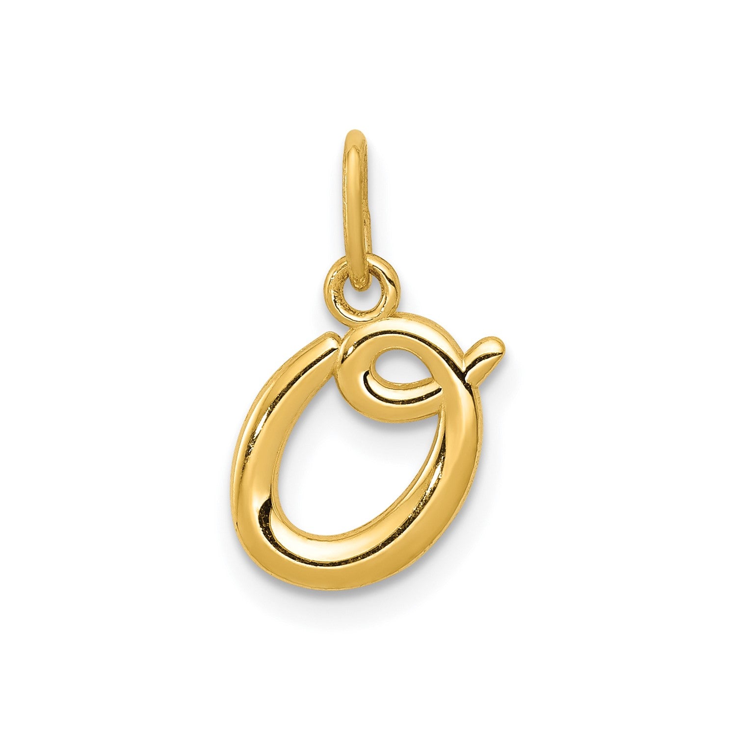 14k Yellow Gold Script Initial Charm Pendant, 14 x10mm