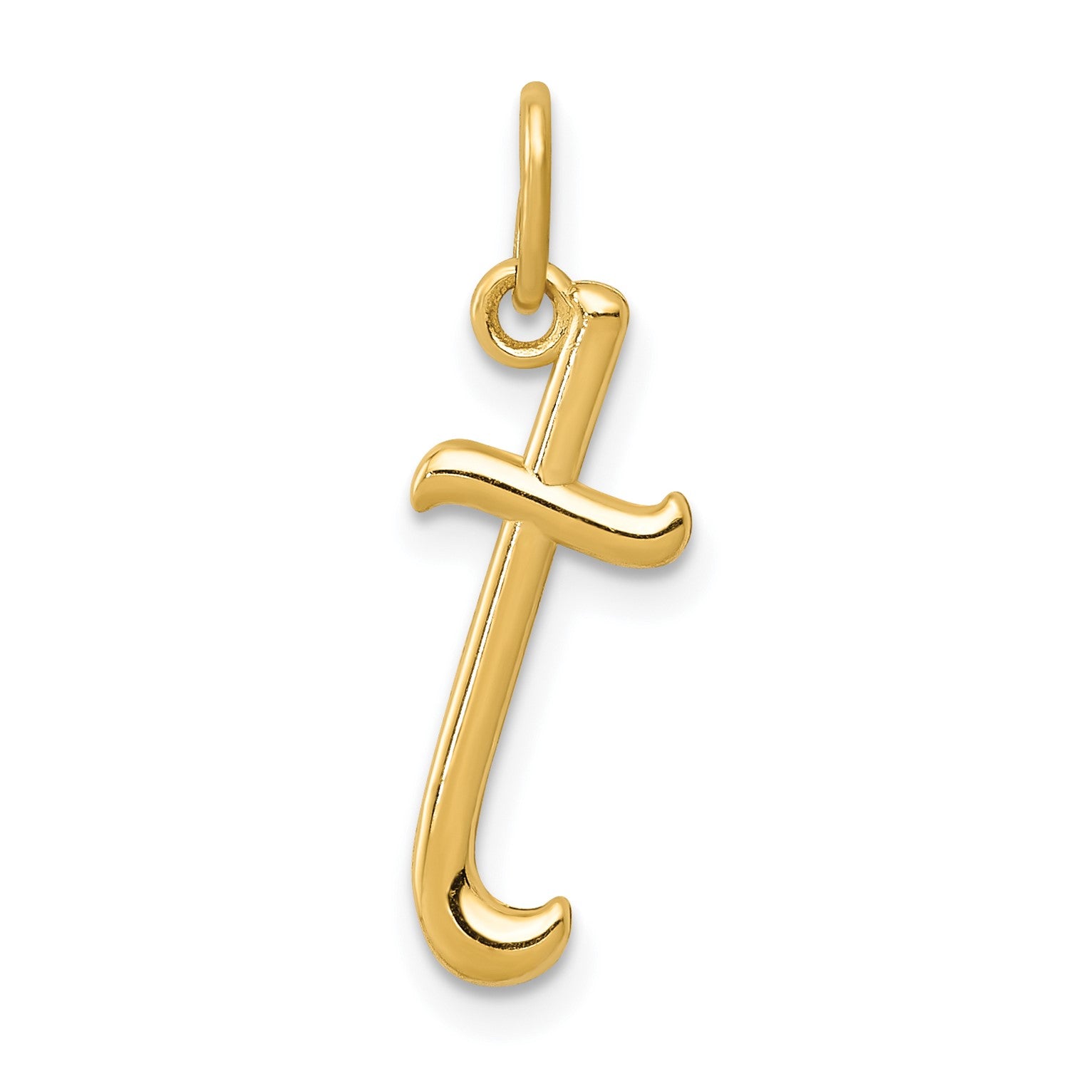 14k Yellow Gold Script Initial Charm Pendant, 14 x10mm