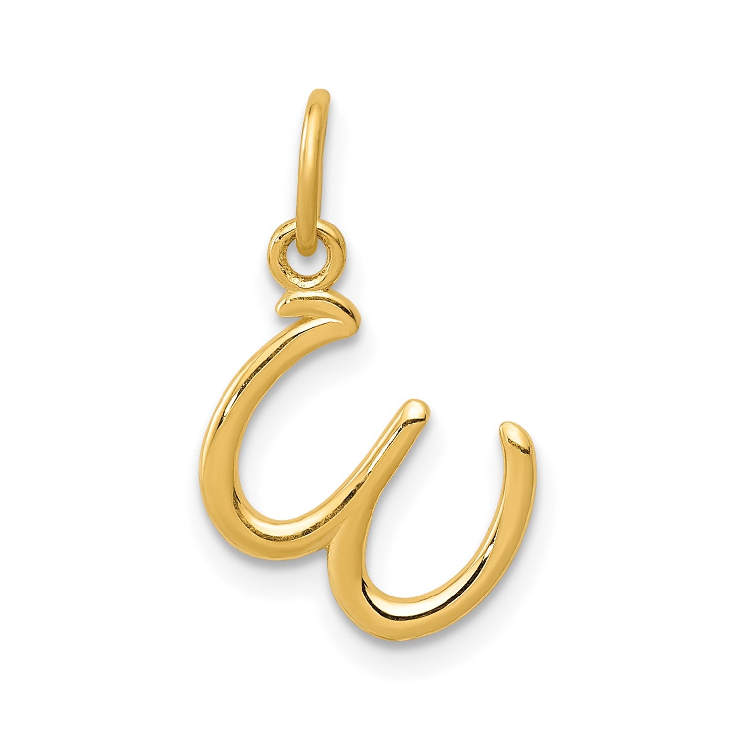 14k Yellow Gold Script Initial Charm Pendant, 14 x10mm