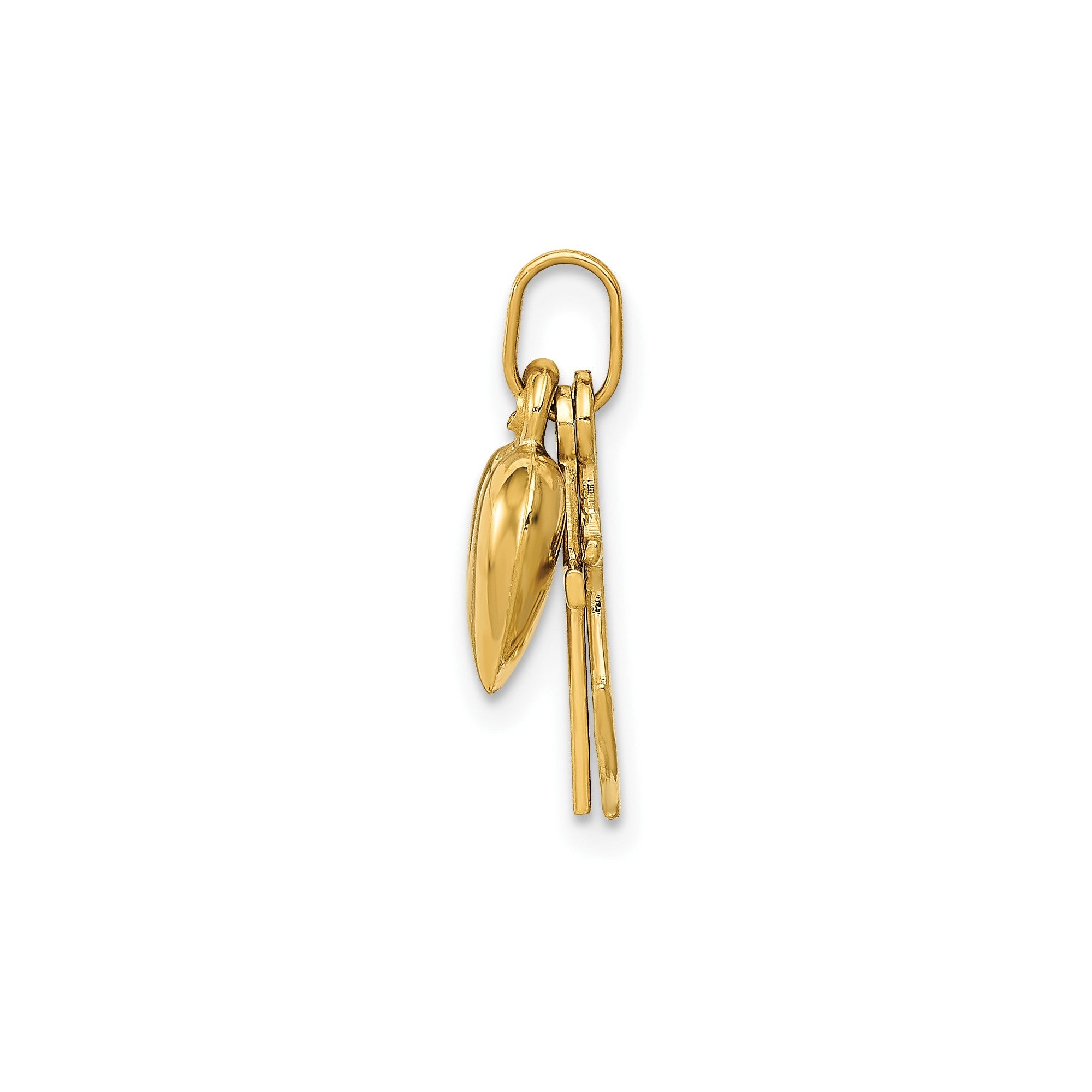 14K Yellow Gold Faith Charm Pendant with Heart, Cross and Anchor, 17x20mm