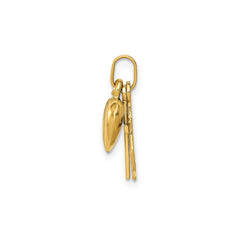 14K Yellow Gold Faith Charm Pendant with Heart, Cross and Anchor, 17x20mm