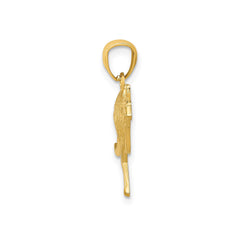 14k Yellow Gold Textured Kangaroo Pendant,17x24mm