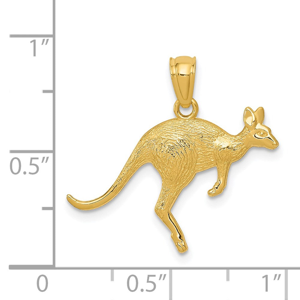 14k Yellow Gold Textured Kangaroo Pendant,17x24mm
