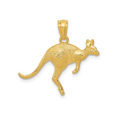 14k Yellow Gold Textured Kangaroo Pendant,17x24mm