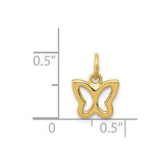 14k Yellow Gold Minimal Butterfly Pendant Charm, 8x8mm