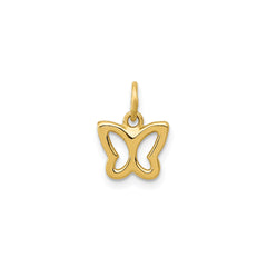 14k Yellow Gold Minimal Butterfly Pendant Charm, 8x8mm
