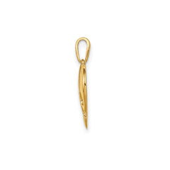 14K Yellow Gold Heart with Paw Print Pendant Charm, 12x12mm