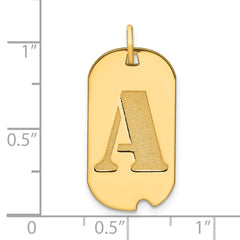 14k Yellow Gold High Polished Letter Initial Dog Tag Pendant,24x14mm fine designer jewelry for men and women