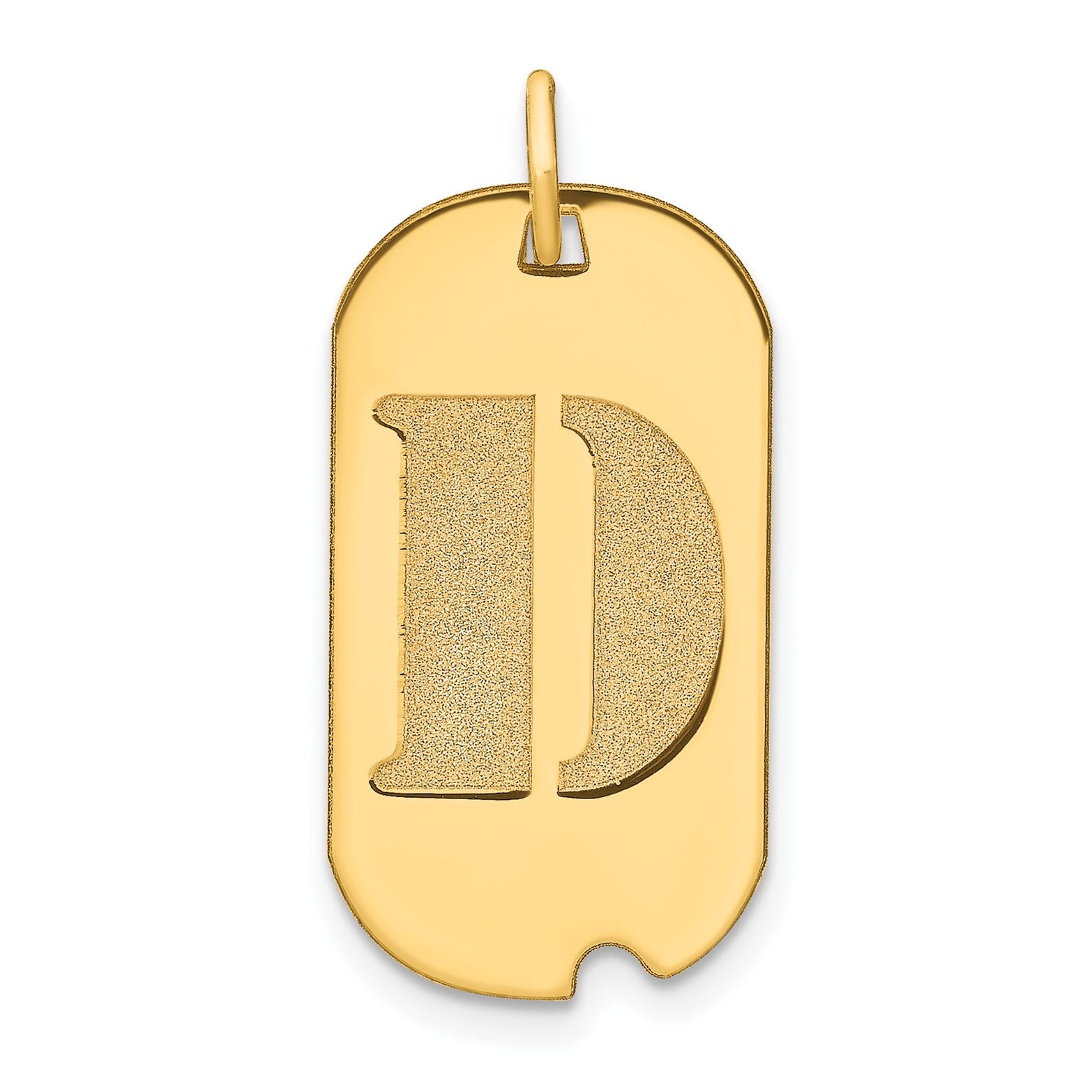 14k Yellow Gold High Polished Letter Initial Dog Tag Pendant,24x14mm fine designer jewelry for men and women