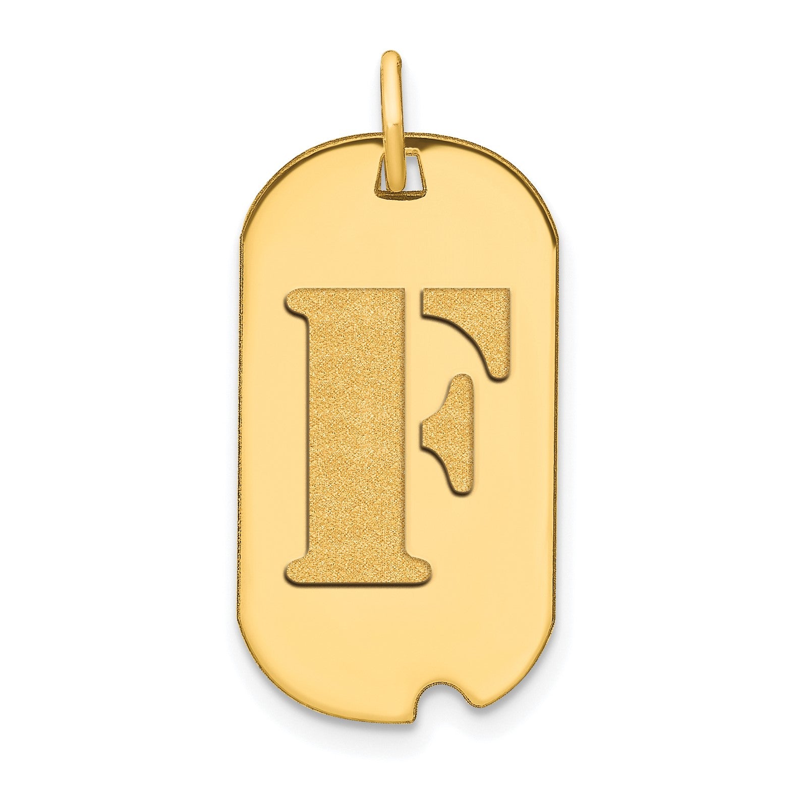 14k Yellow Gold High Polished Letter Initial Dog Tag Pendant,24x14mm fine designer jewelry for men and women