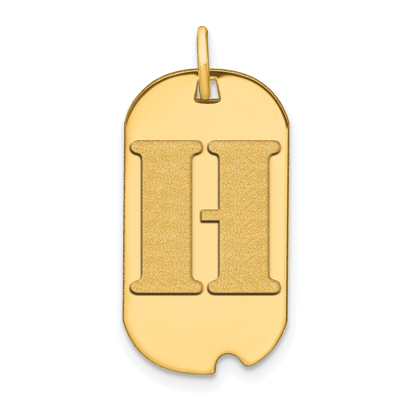 14k Yellow Gold High Polished Letter Initial Dog Tag Pendant,24x14mm fine designer jewelry for men and women