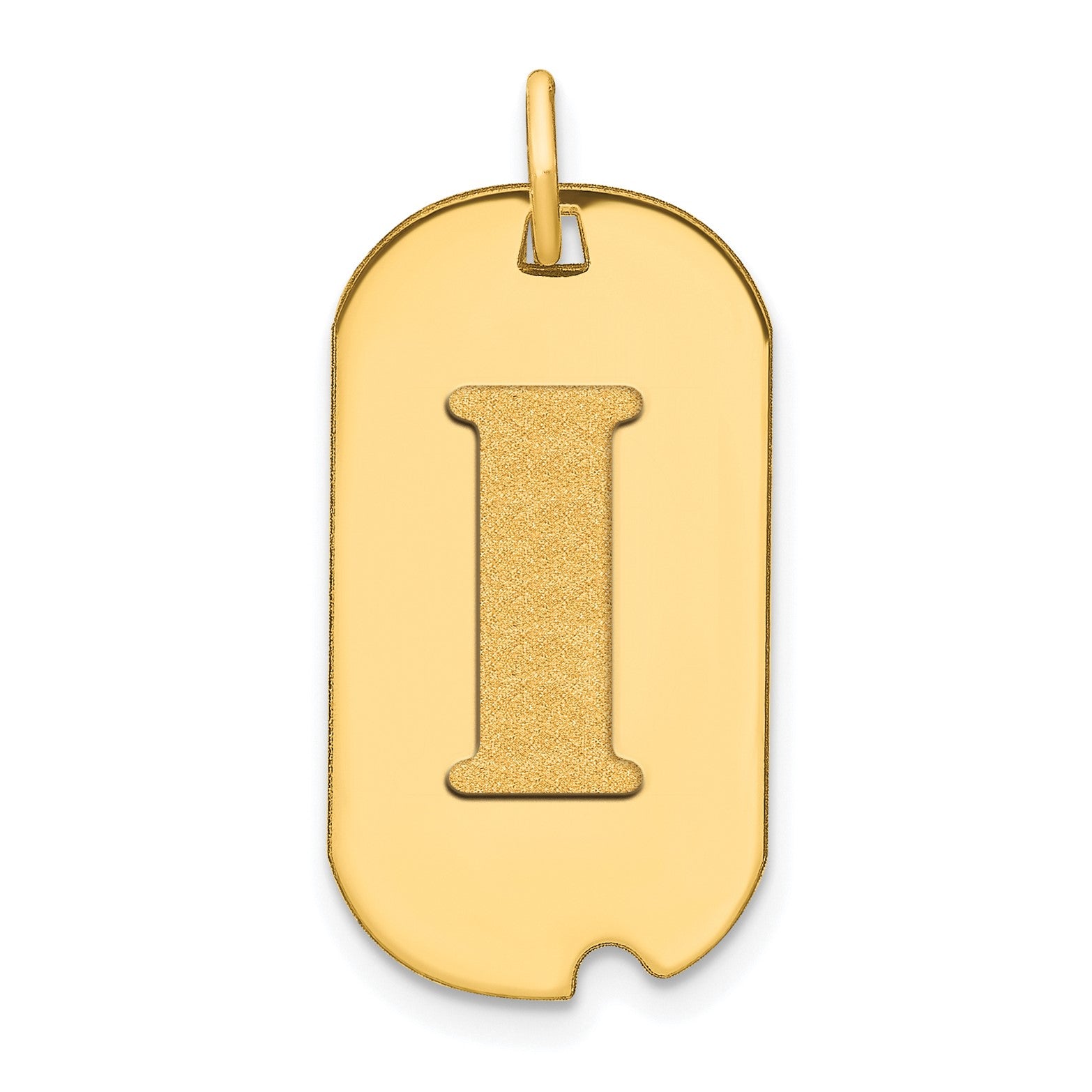 14k Yellow Gold High Polished Letter Initial Dog Tag Pendant,24x14mm fine designer jewelry for men and women