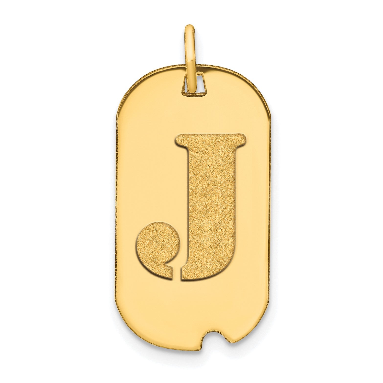 14k Yellow Gold High Polished Letter Initial Dog Tag Pendant,24x14mm fine designer jewelry for men and women