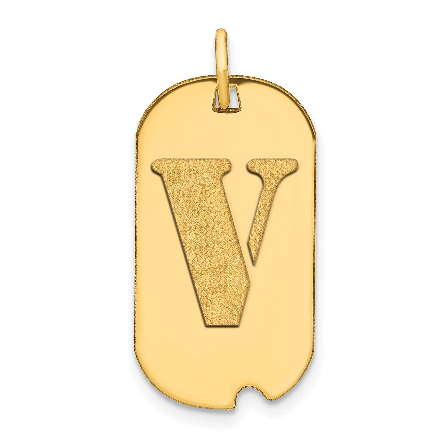 14k Yellow Gold High Polished Letter Initial Dog Tag Pendant,24x14mm fine designer jewelry for men and women