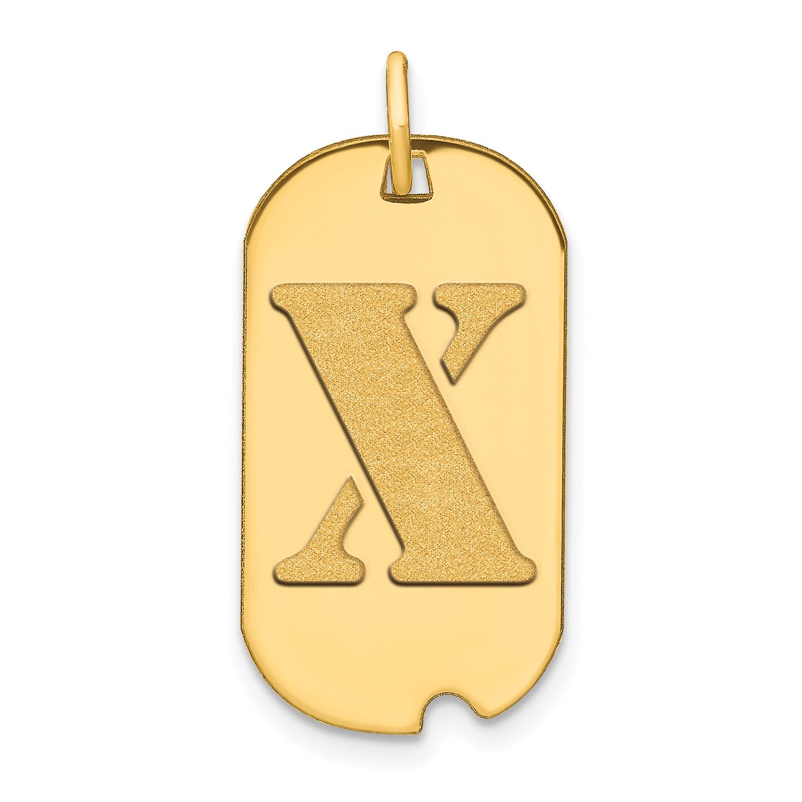 14k Yellow Gold High Polished Letter Initial Dog Tag Pendant,24x14mm fine designer jewelry for men and women