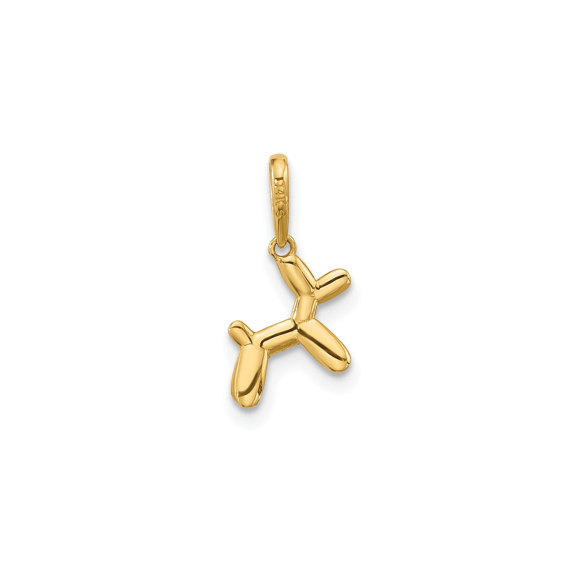 14K Yellow Gold 3D Balloon Puppy Pendant Charm, 15x11mm