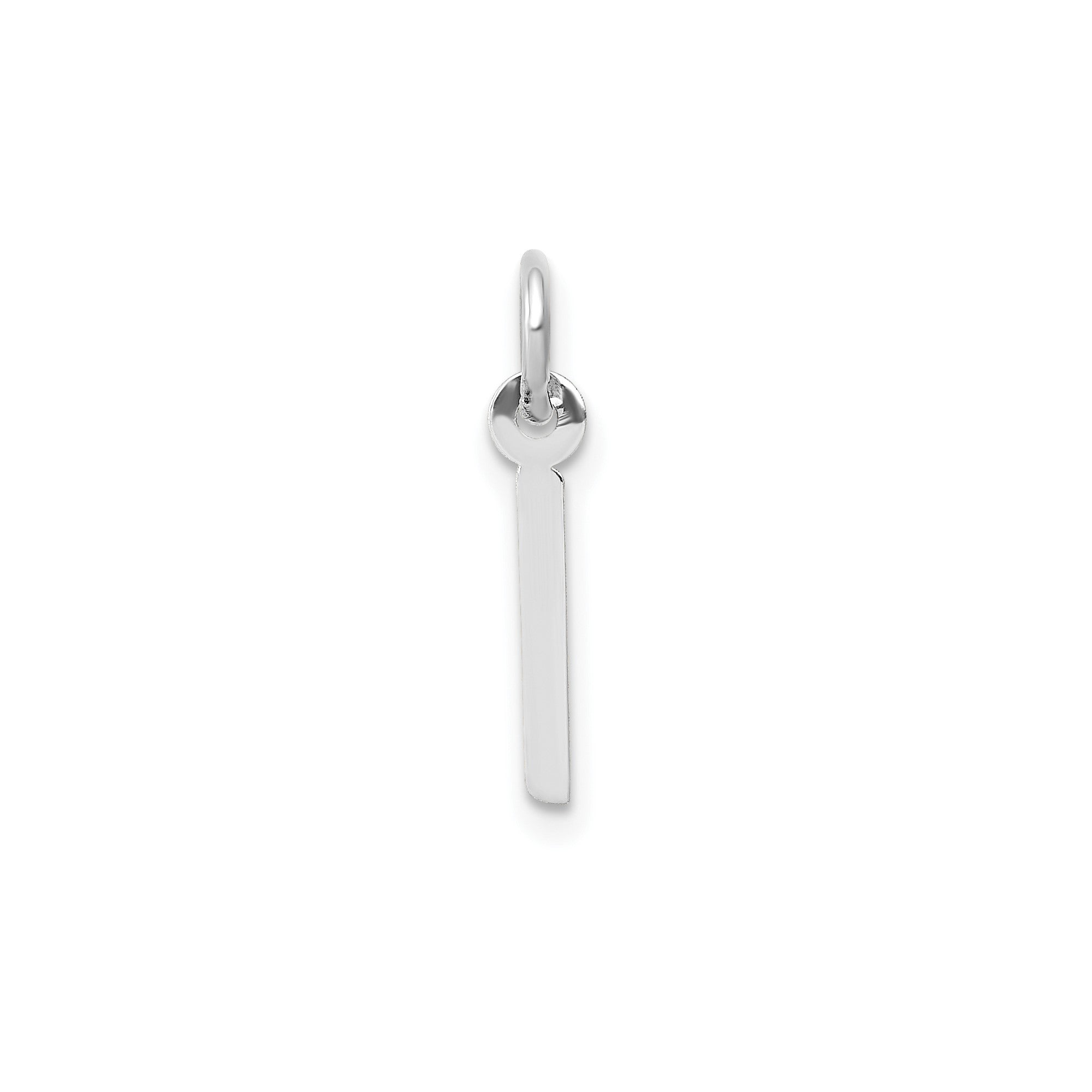 14K White Gold Initial Letter Pendant Charm, Block Style, 13mm x 6mm