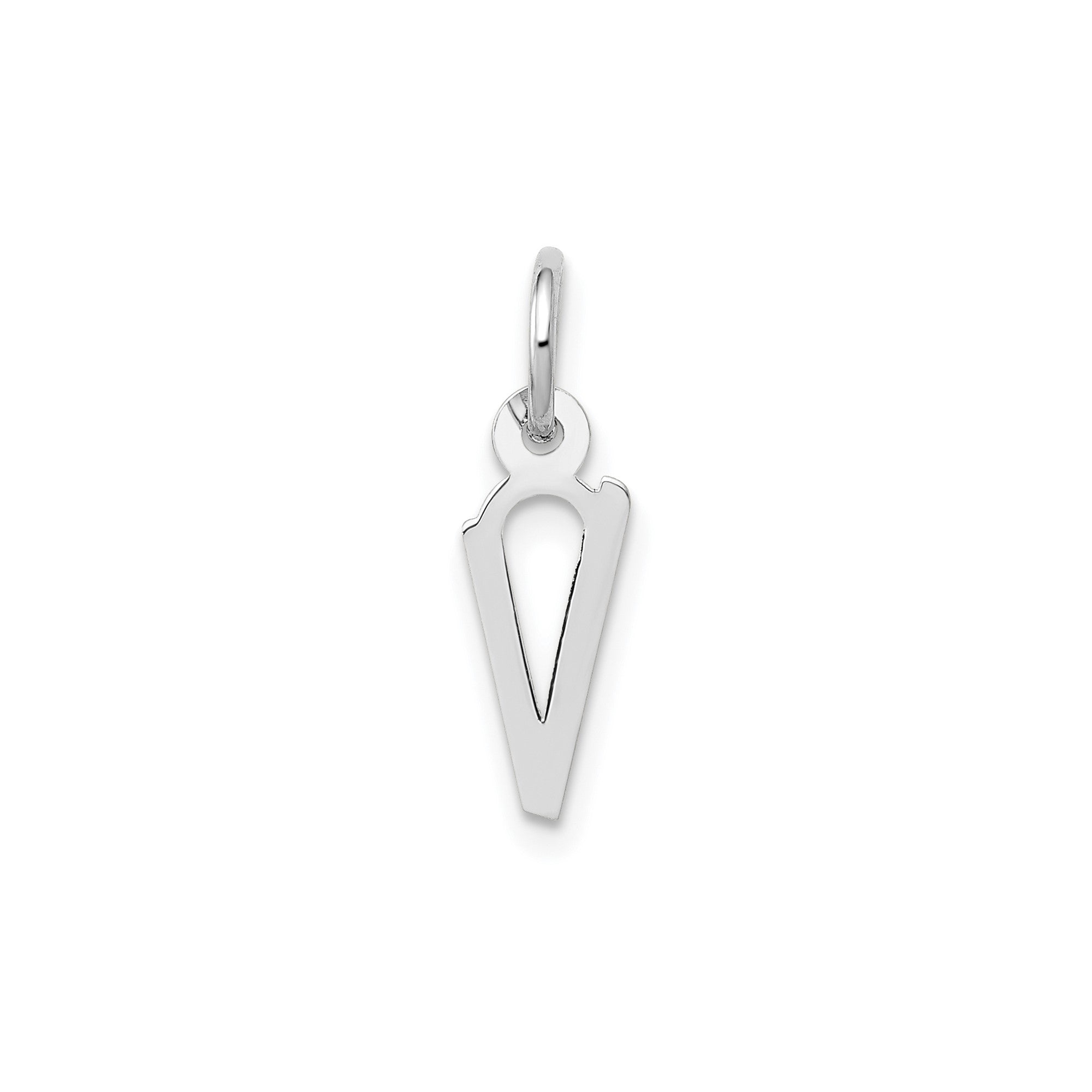14K White Gold Initial Letter Pendant Charm, Block Style, 13mm x 6mm