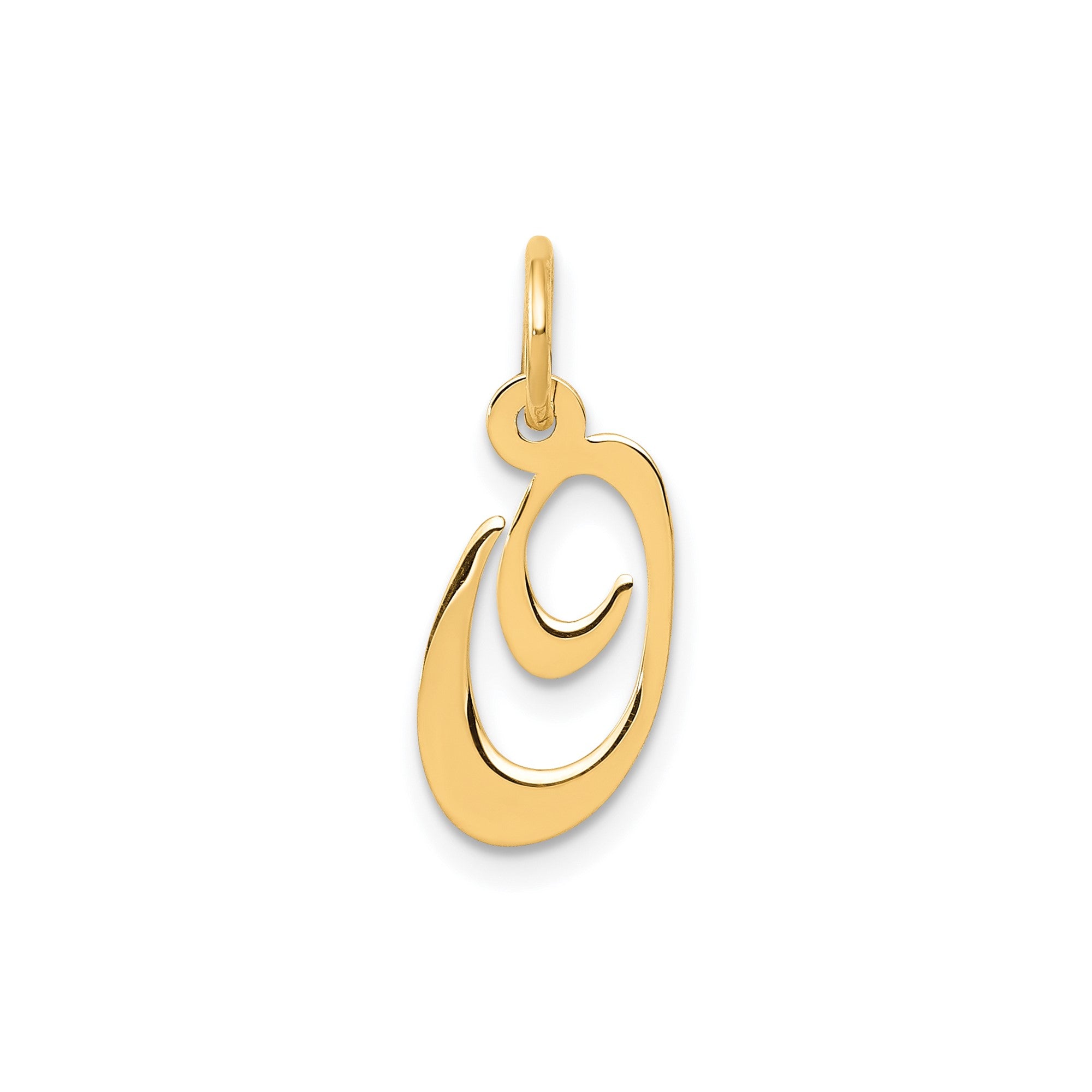10K Yellow Gold Small Fancy Script Letter Initial Charm Pendant, 16x15mm