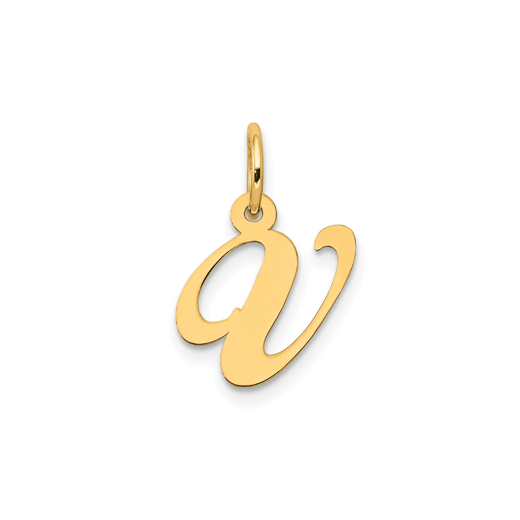 10K Yellow Gold Small Fancy Script Letter Initial Charm Pendant, 16x15mm