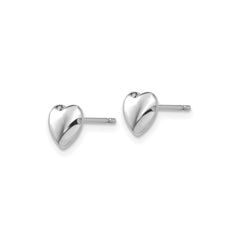 14K Real Gold Heart Shaped Post Stud Earrings, 6mm