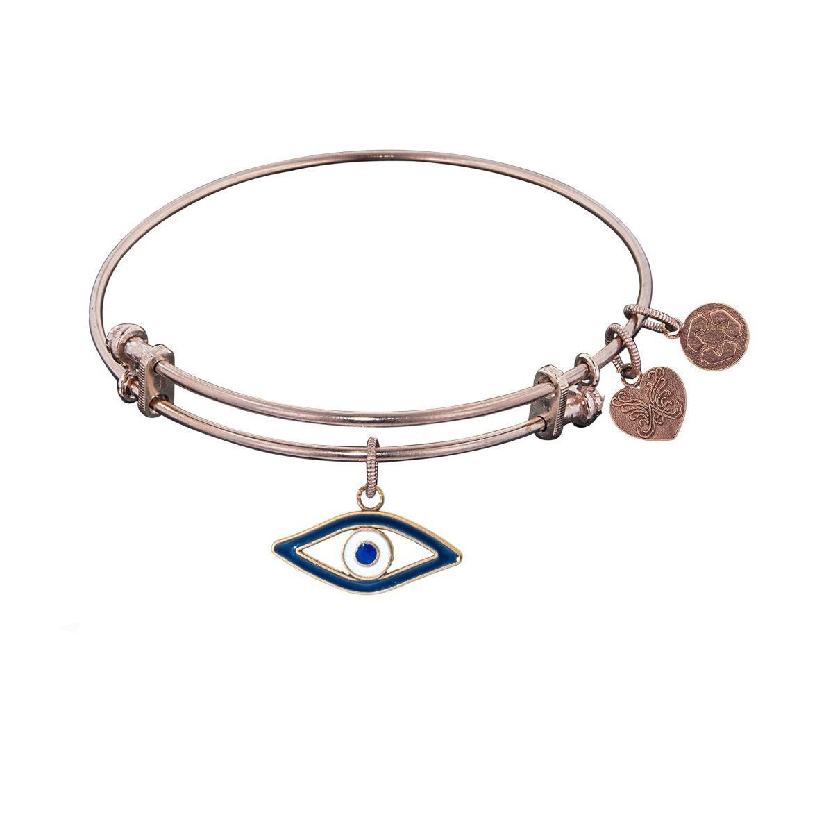 Angelica Stipple Finish Brass Evil Eye Bangle Bracelet, 7.25 - JewelryAffairs