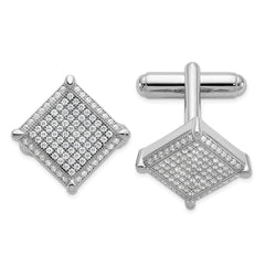 Brilliant Embers Sterling Silver Rhodium - plated 192 Stone Micro Pav’????????? CZ Cufflinks - JewelryAffairs