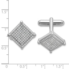 Brilliant Embers Sterling Silver Rhodium - plated 192 Stone Micro Pav’????????? CZ Cufflinks - JewelryAffairs
