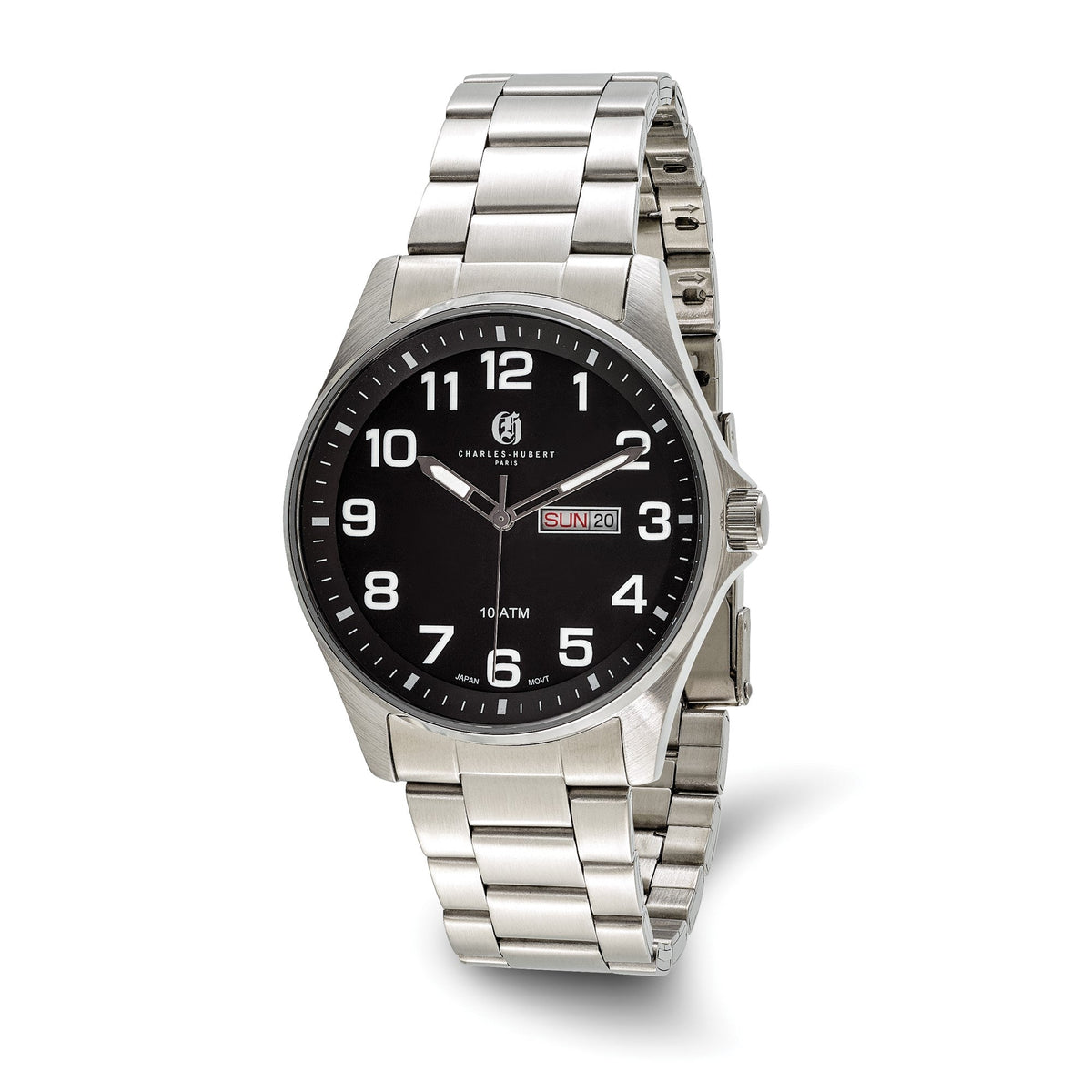 Charles Hubert Stainless Steel Black Dial Men's Watch